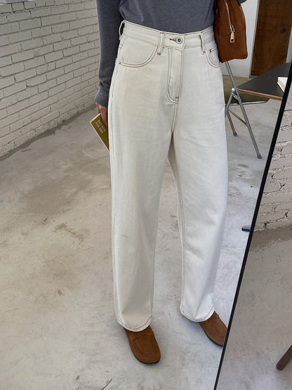 明線復古煙管牛仔褲