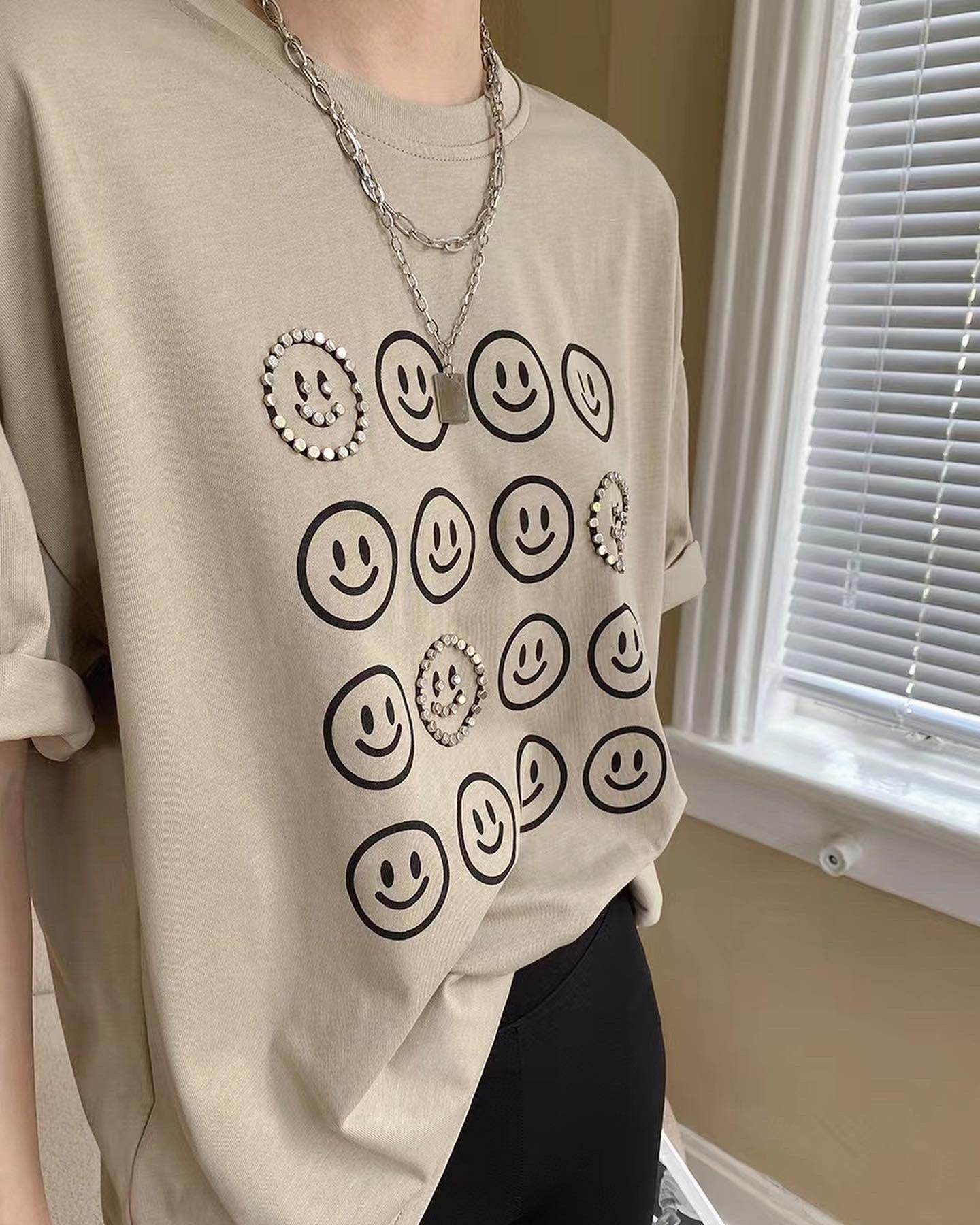 Beaded Smiley Face T-Shirt