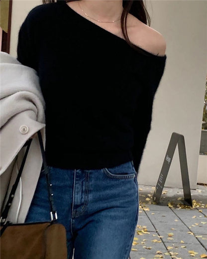 off shoulder針織冷杉top