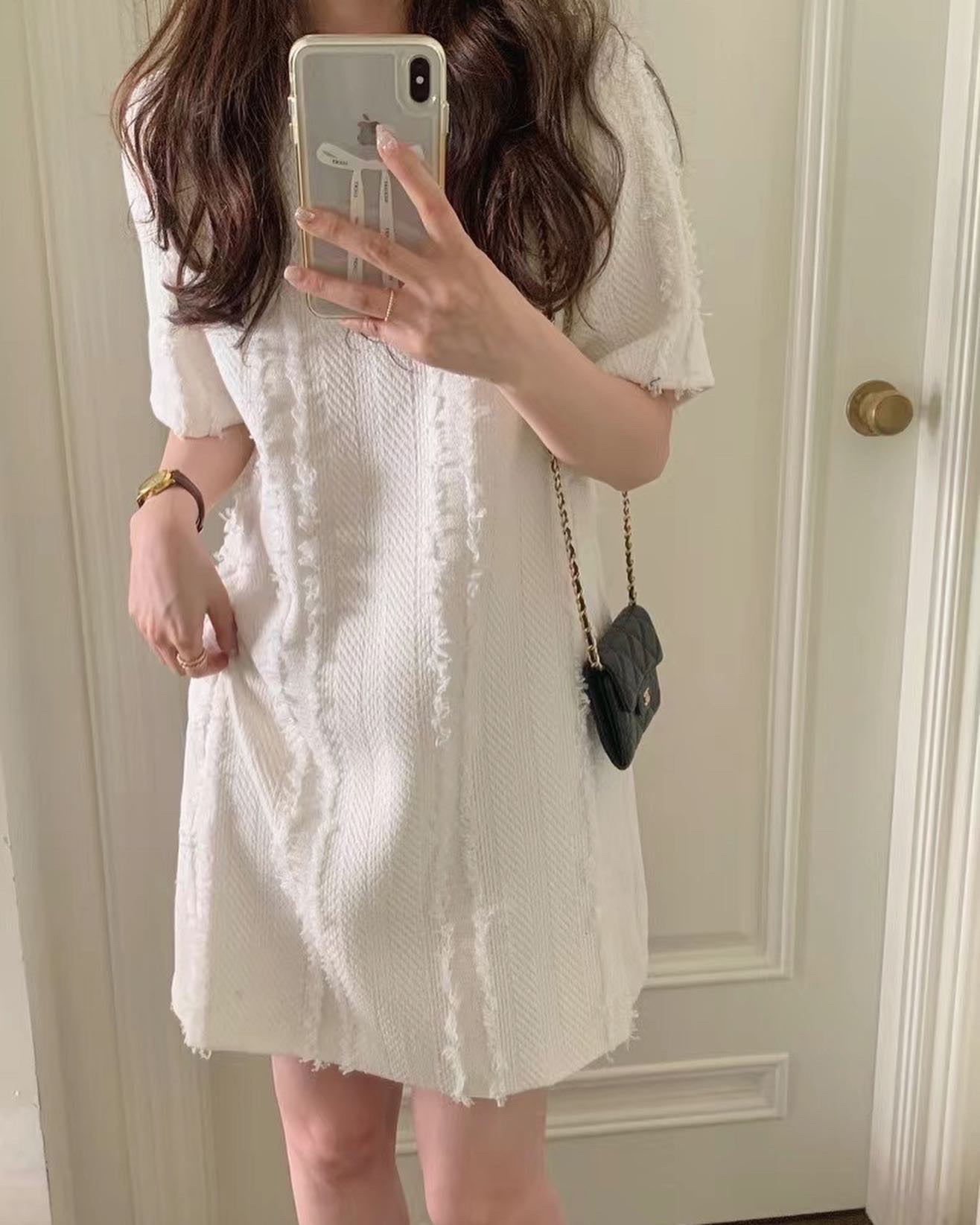 Short-sleeved Fringe Dress