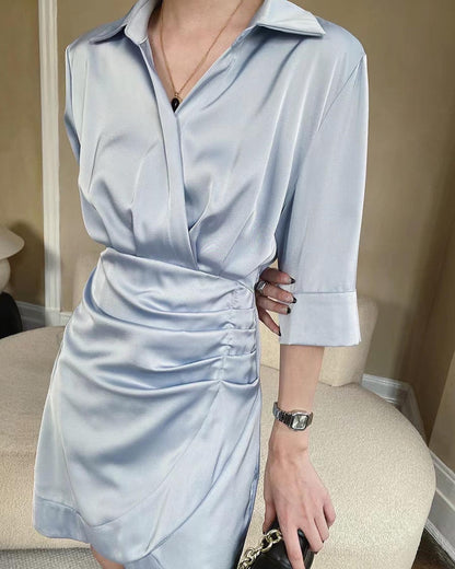 緞面修身連身裙