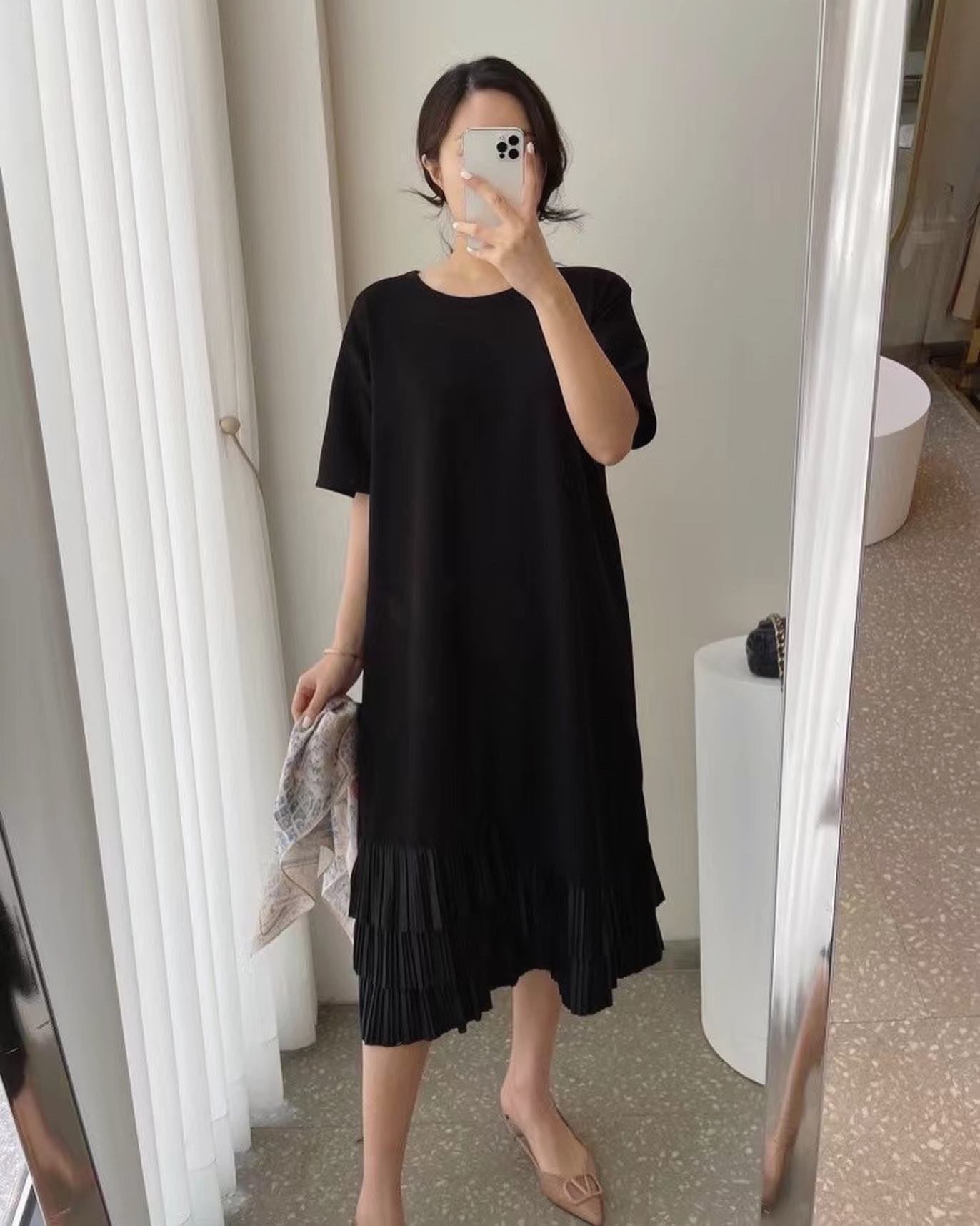 Vintage Patchwork Pleated Dress