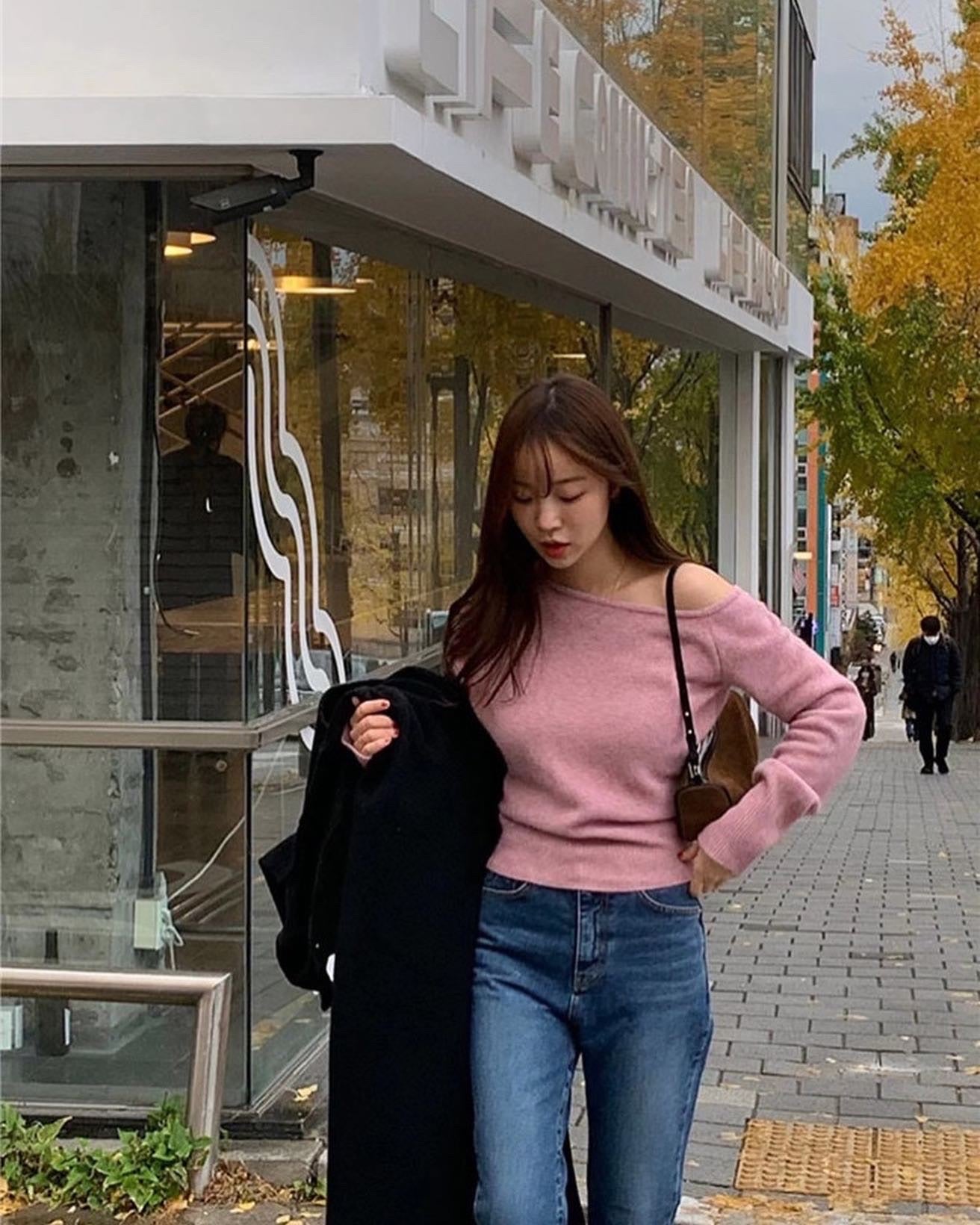 off shoulder針織冷杉top