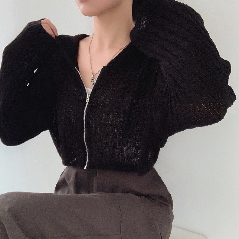 ショートジップアップニットジャケット