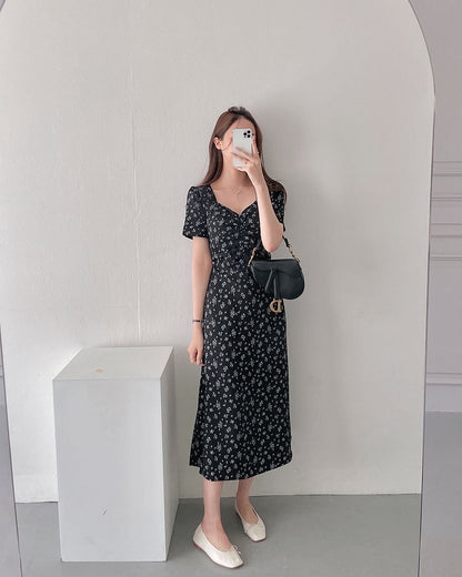 Floral Square Neck Dress