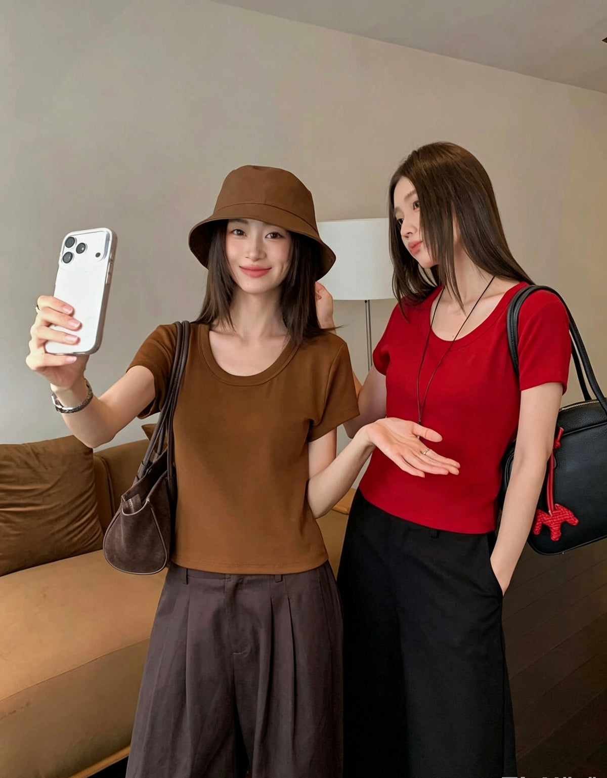 Korean Style U-Neck Solid Thickened Short-Sleeve T-Shirt