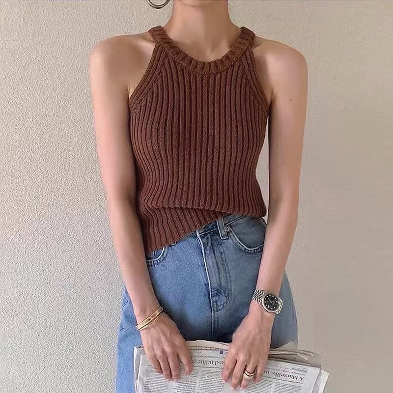 Halter Neck Knitted Vest