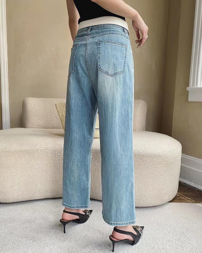 スリム効果抜群の9分丈ワイドデニムパンツ