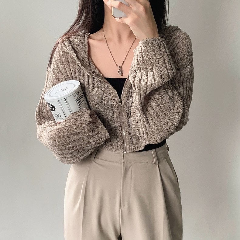 ショートジップアップニットジャケット