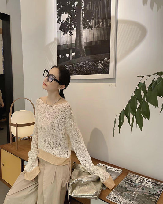 Patchwork Hollow Knit Top