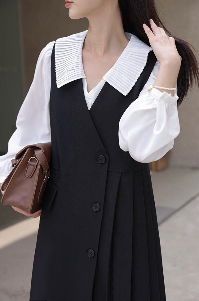 風琴領恤衫套裝裙