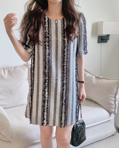 Short-sleeved Fringe Dress