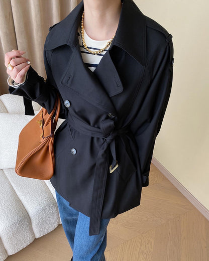 ダブルボタンベルトトレンチコート