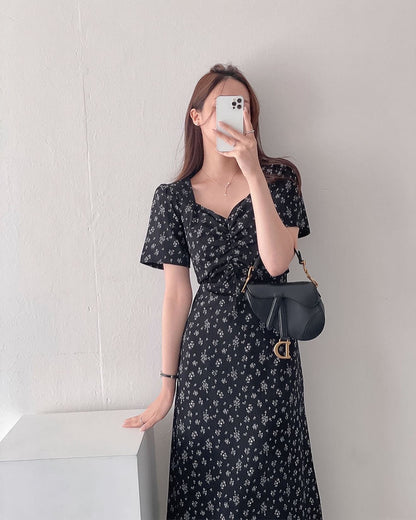 Floral Square Neck Dress
