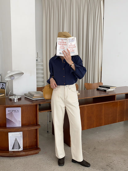 明線復古煙管牛仔褲