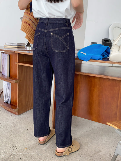 明線復古煙管牛仔褲