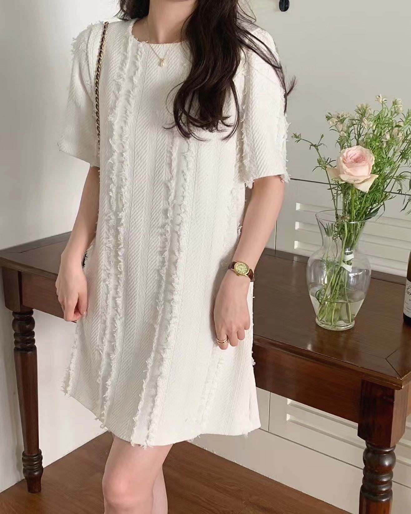 Short-sleeved Fringe Dress