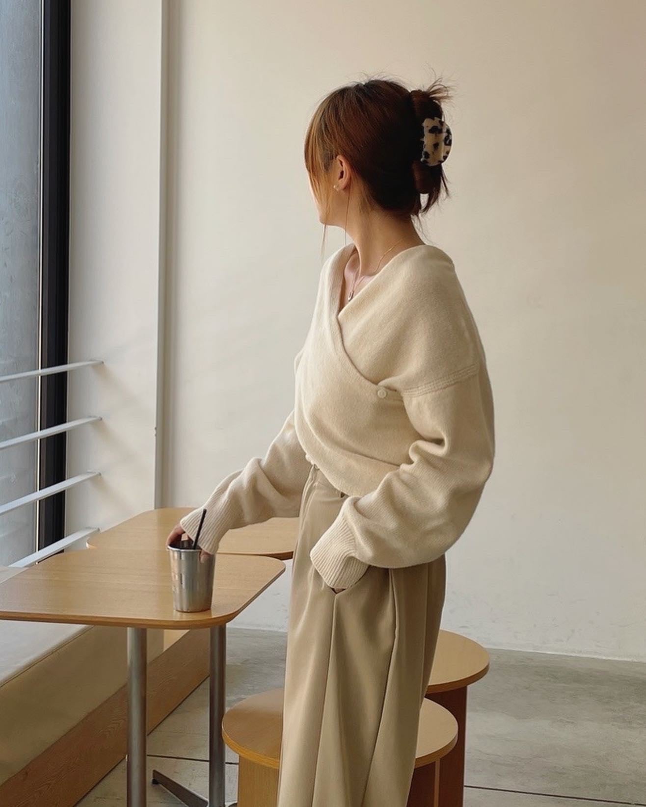 フレンチクロスVネック長袖セーター