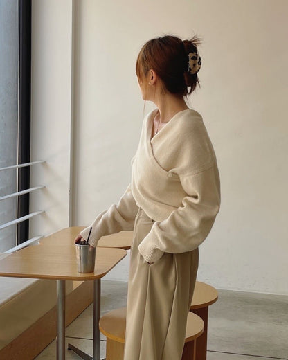 フレンチクロスVネック長袖セーター