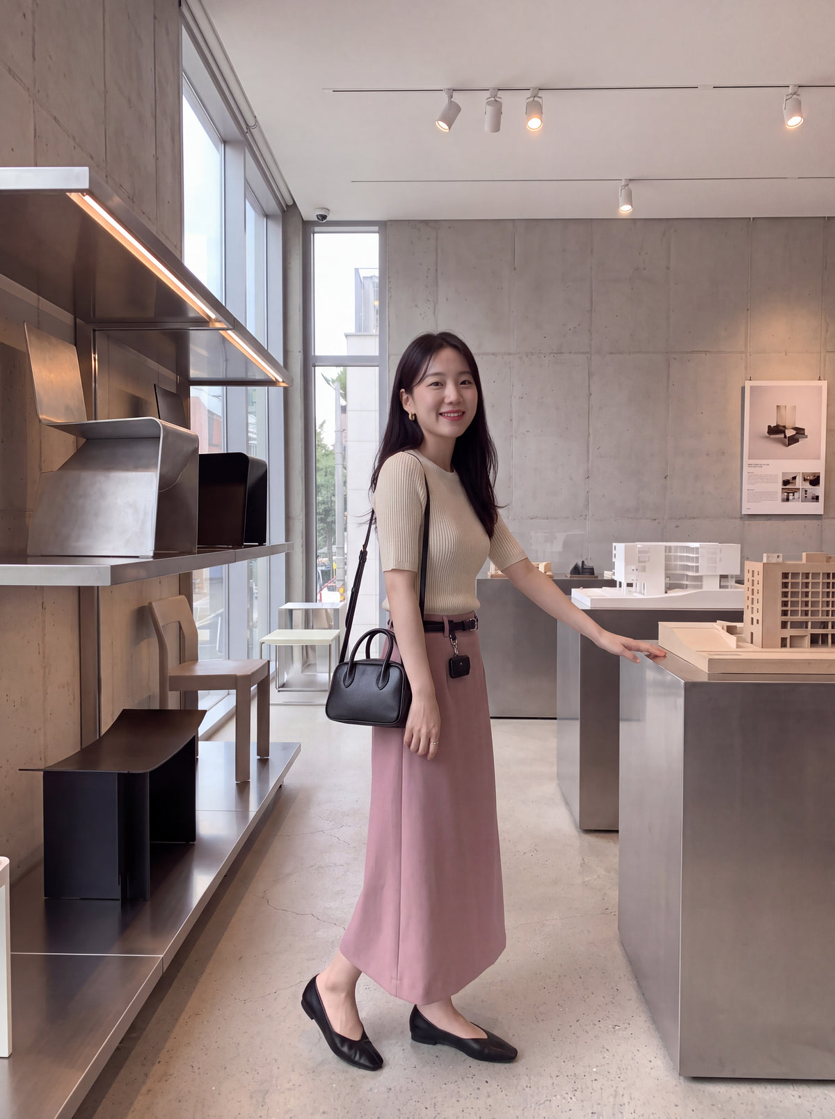 High-End Belted Long Midi Skirt