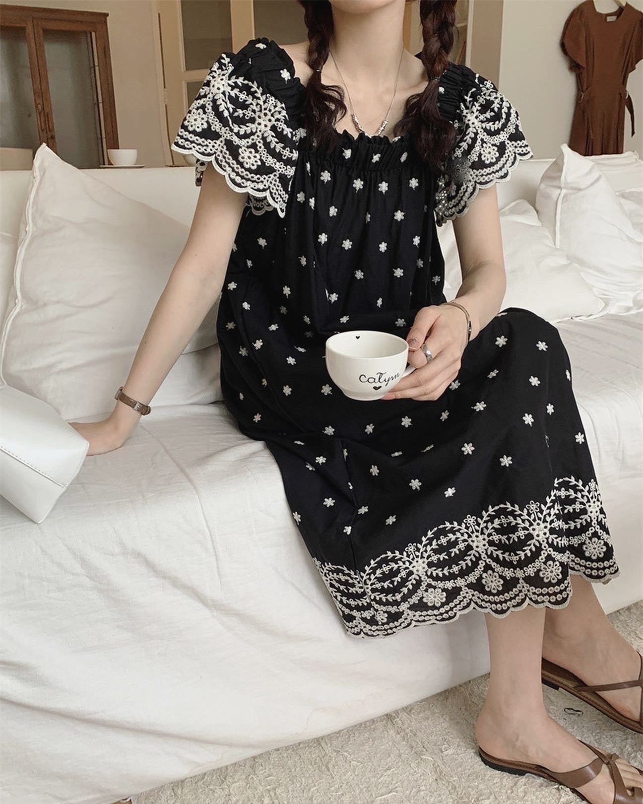 Vintage Embroidered Floral Dress