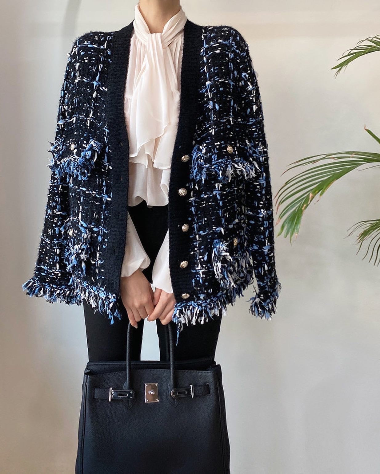 Vintage V-neck Multicolor Knit Cardigan