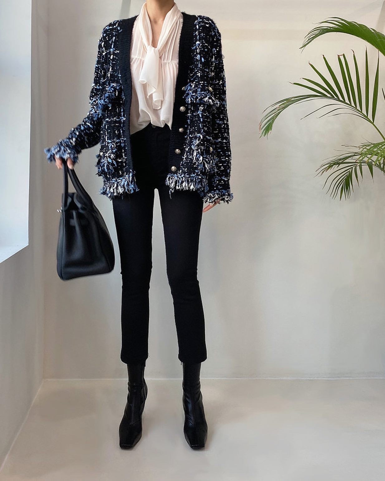 Vintage V-neck Multicolor Knit Cardigan