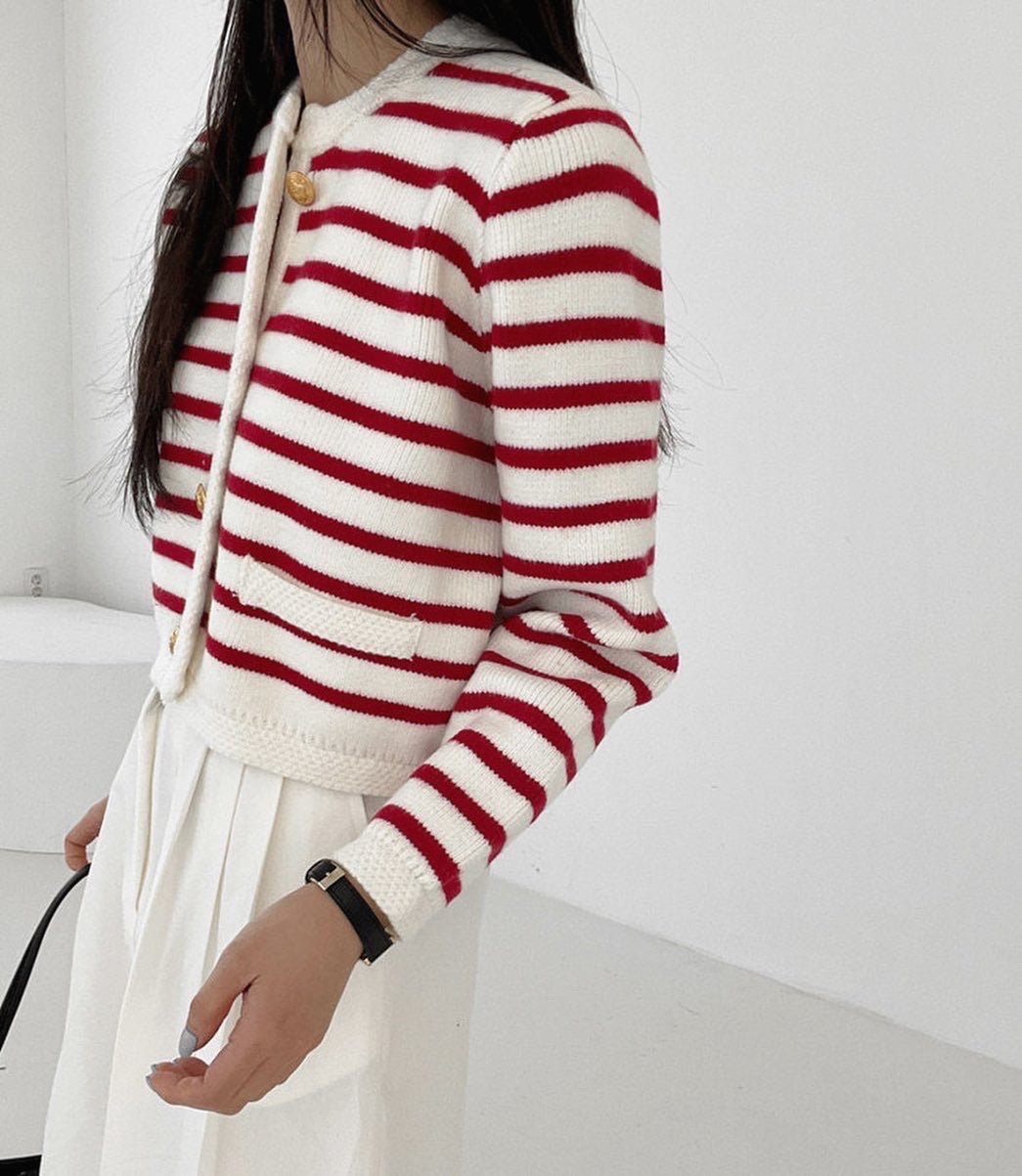 ボーダーニットカーディガン