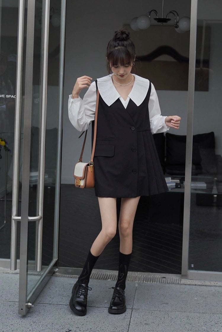 風琴領恤衫套裝裙