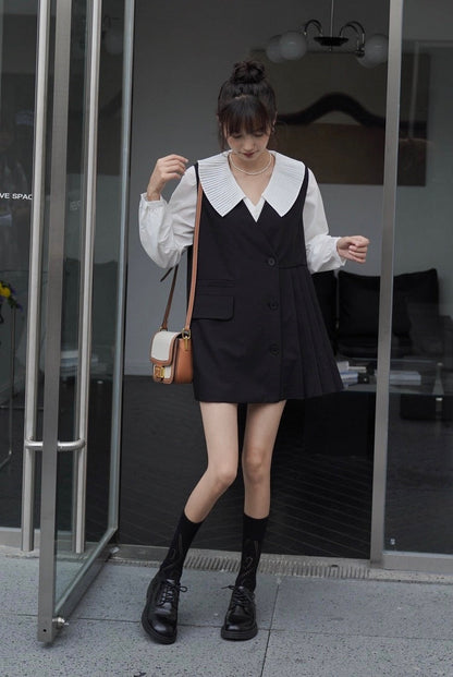 風琴領恤衫套裝裙