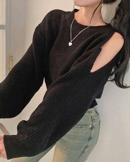 圓領露肩針織top