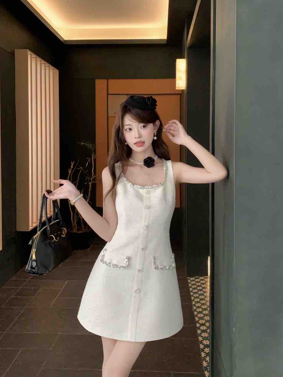 French-style Little Chanel Sequin-trimmed Sleeveless Dress