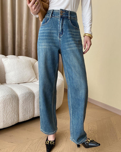 高腰直腳牛仔褲