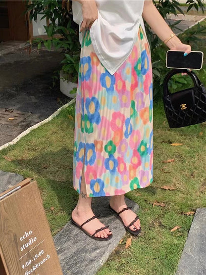 Summer Floral Midi Skirt