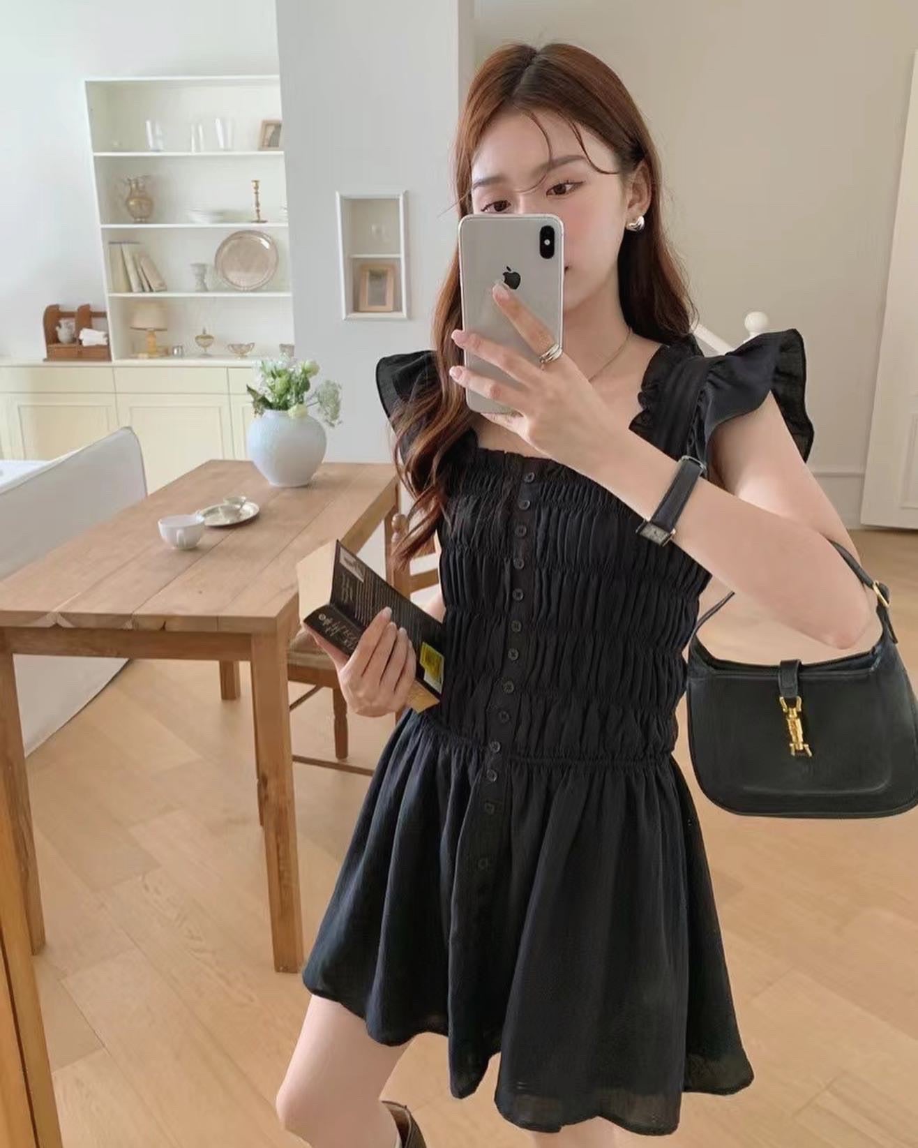 法式花邊收腰仙女裙