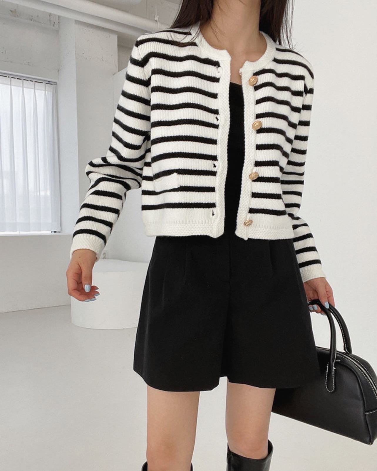 ボーダーニットカーディガン