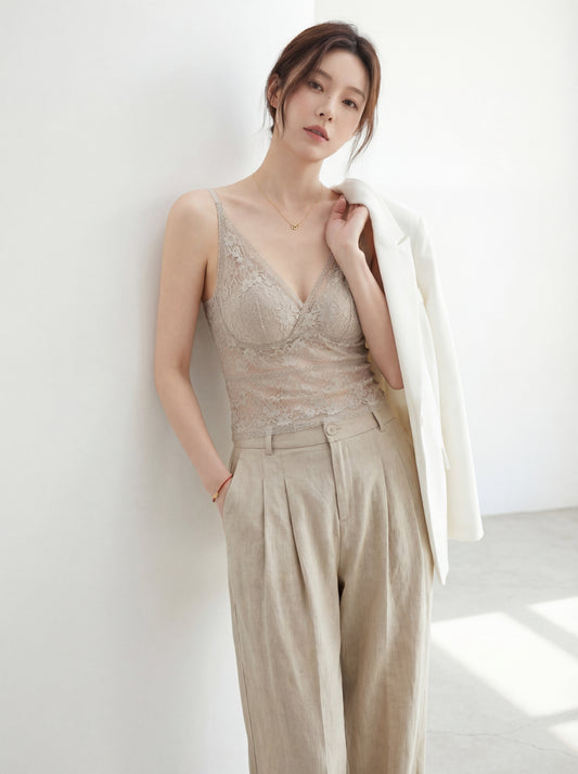 French-style lace camisole with built-in padding