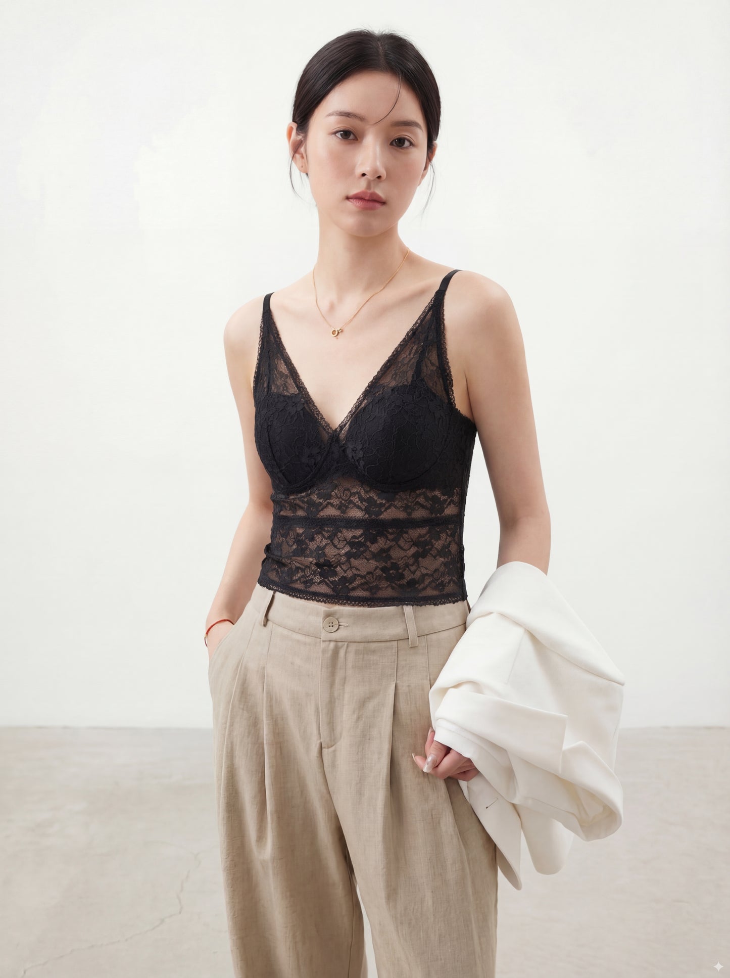 法式連pad蕾絲吊帶