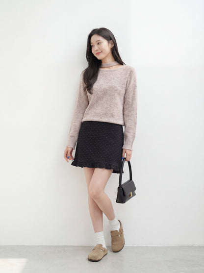 氣質斜領掛脖韓系上衣