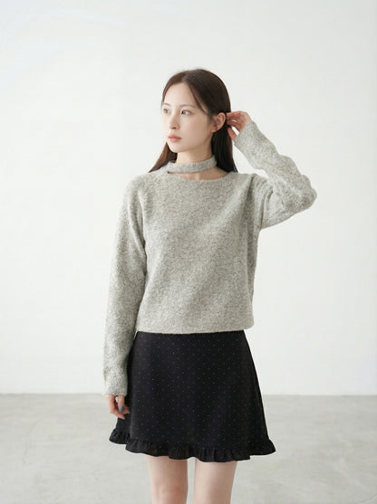 氣質斜領掛脖韓系上衣