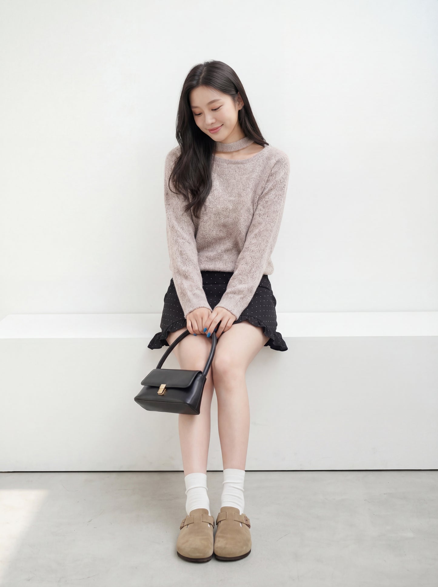 氣質斜領掛脖韓系上衣