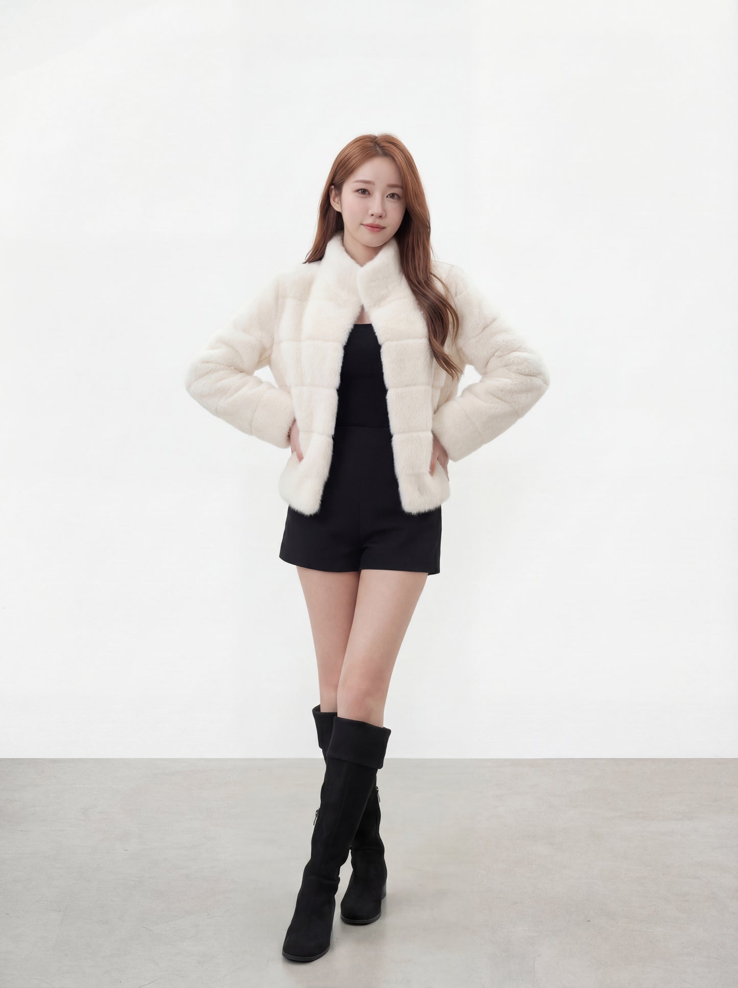 貴氣感千金帕斯條環保皮草外套