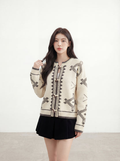 ヴィンテージカジュアルフェアアイルジャカードダッフルセーター