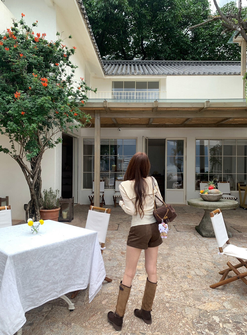 復古麂皮休閒短褲