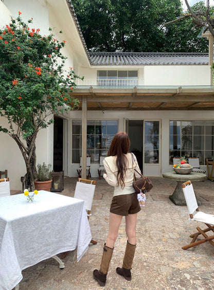 復古麂皮休閒短褲