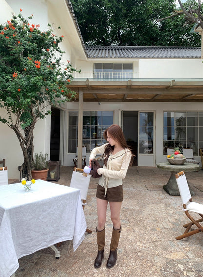 復古麂皮休閒短褲