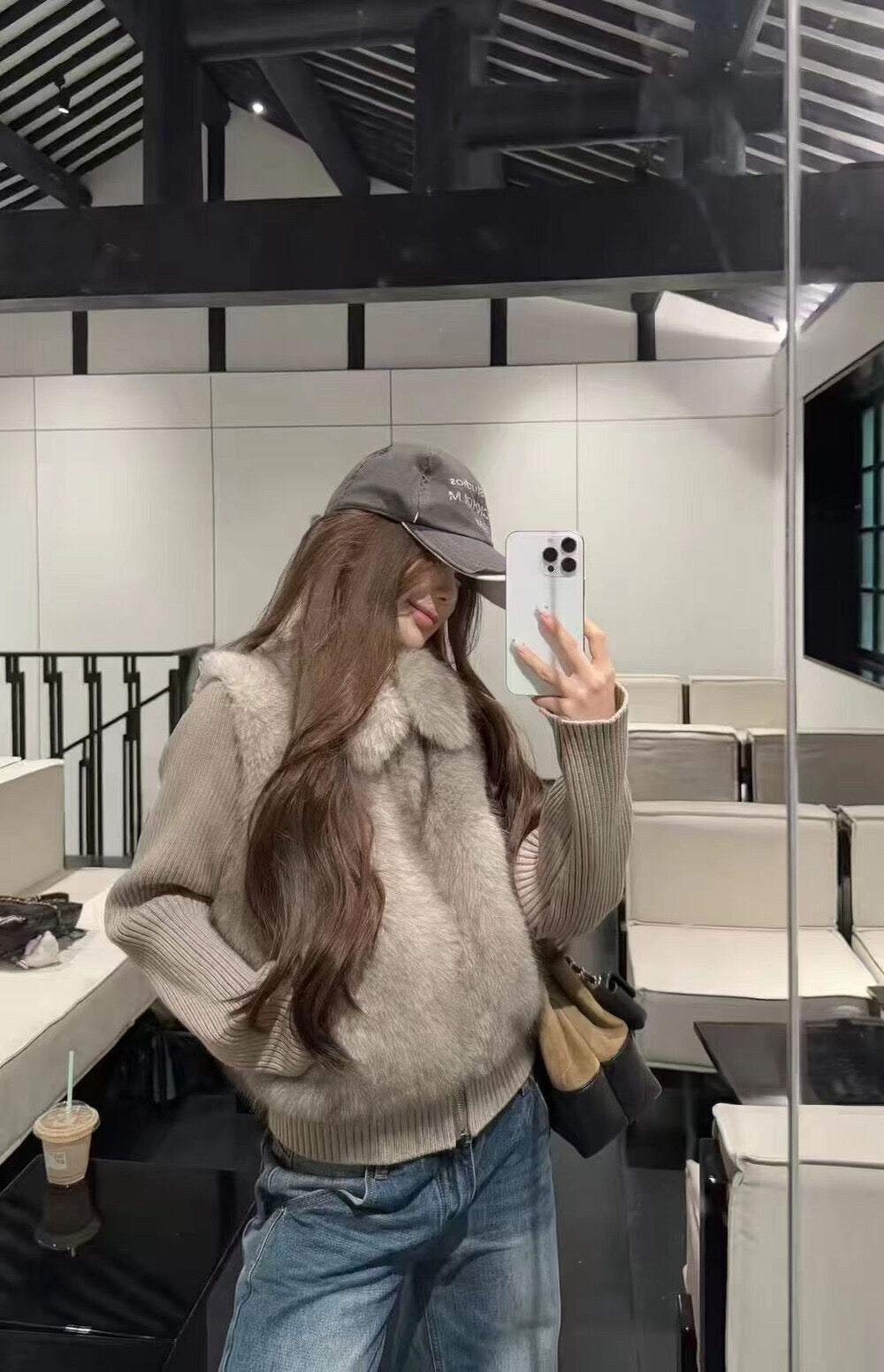 奶呼呼漸層毛毛領短外套