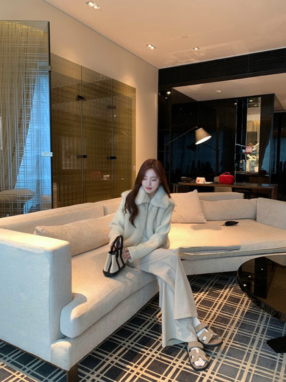 奶呼呼漸層毛毛領短外套