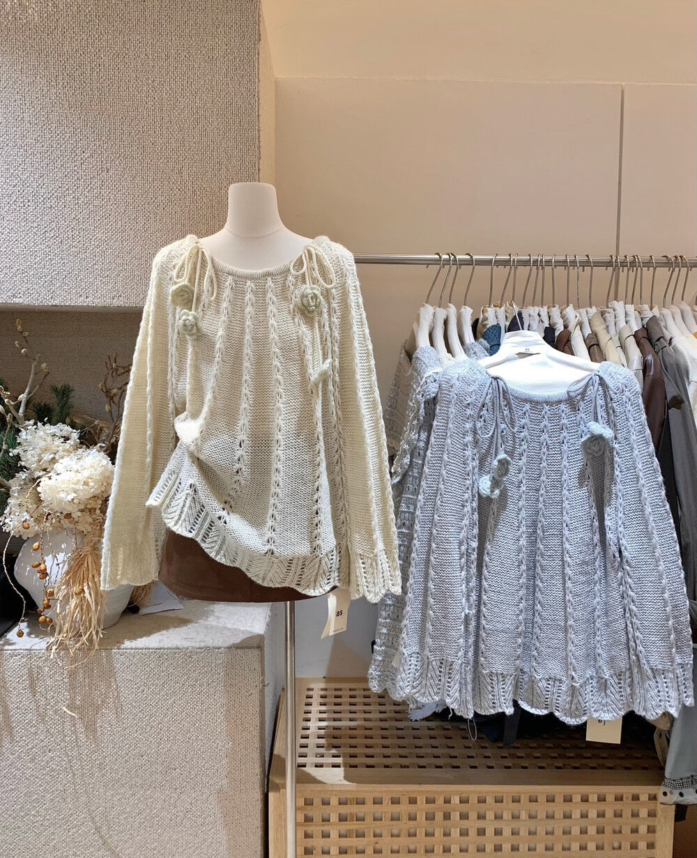 山茶花亮片毛衣