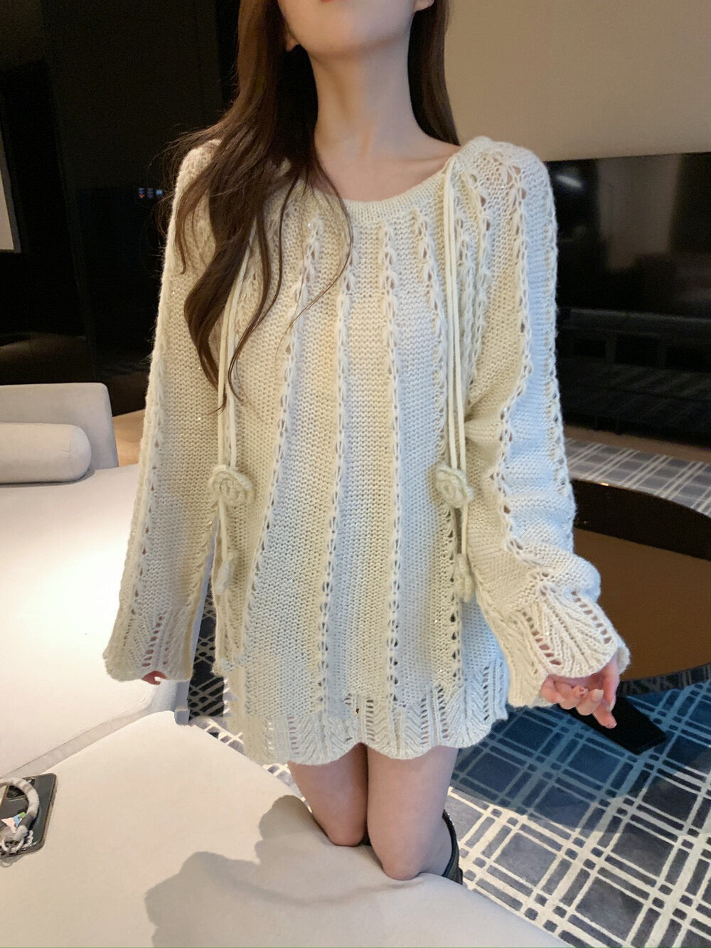 山茶花亮片毛衣